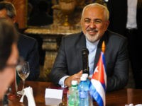 Iran's Foreign Minister Mohammad Javad Zarif holds a meeting with his Cuban counterpart Bruno Rodriguez (L, foreground), at the Foreign Ministry in Havana, on August 22, 2016. Mohammad is in Cuba on an official visit. / AFP / YAMIL LAGE (Photo credit should read YAMIL LAGE/AFP/Getty Images)