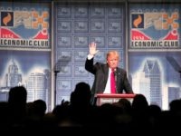 DETROIT, MI - AUGUST 8: Republican presidential candidate Donald Trump delivers an economic policy address detailing his economic plan at the Detroit Economic Club August 8, 2016 in Detroit Michigan.  (Photo by Bill Pugliano/Getty Images) *** TRUMP ***