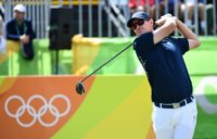 Britain's Justin Rose competes in the men's individual stroke play at the Olympic golf course during the Rio 2016 Olympic Games in Rio de Janeiro on August 11, 2016