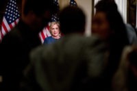 Democratic presidential candidate Hillary Clinton gives a statement to members of the media after attending a National Security working session at the Historical Society Library, in New York, Friday, Sept. 9, 2016. (AP Photo/Andrew Harnik)