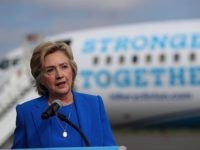 Democratic presidential nominee former Secretary of State Hillary Clinton speaks to reporters on the tarmac at Westchester County Airport on September 8, 2016 in White Plains, New York. Hillary Clinton spoke to reporters and took questions before leaving New York to campaign in North Carolina and Missouri.
