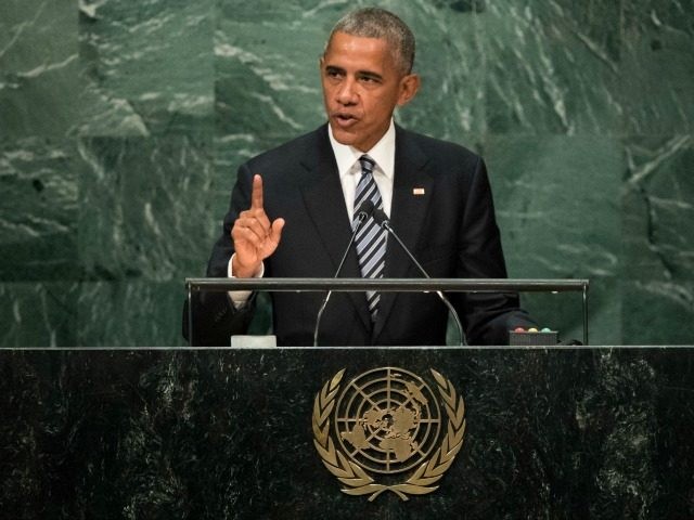 President Barack Obama addresses the United Nations General Assembly at UN headquarters, September 20, 2016 in New York City.