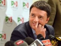 Newly elected Democratic party (PD) general secretary, Florence's Mayor Matteo Renzi gives a press conference on December 9, 2013 at the PD (Democratic Party) headquarters in Rome. Renzi won a resounding victory yesterday in the race to lead Italy's centre-left Democratic Party, part of the coalition government. The 38-year-old Renzi, who just a year ago was a virtual unknown in Italian politics, trounced rivals Gianni Cuperlo, a party apparatchik, and Giuseppe "Pippo" Civati with around 68 percent of the vote. AFP PHOTO / VINCENZO PINTO (Photo credit should read VINCENZO PINTO/AFP/Getty Images)