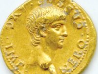 The gold coin bearing the image of Roman Emperor Nero discovered on Mount Zion. (photo credit: UNC CHARLOTTE)