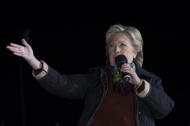 Democratic presidential nominee Hillary Clinton speaks during a campaign event at Dunning-Cohen Champions Field, Saturday, Oct. 22, 2016, in Philadelphia. (AP Photo/Mary Altaffer)