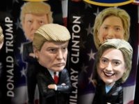 Bobblehead dolls of Donald Trump and Hillary Clinton are at Philadelphia International Airport, October 20, 2016 in Philadelphia, Pennsylvania.