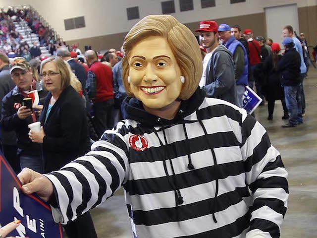 TOLEDO, OH - OCTOBER 27: Aaron Stoianowski, dressed as Hillary Clinton, interacts with supporters of Republican presidential nominee Donald Trump during a campaign event at the SeaGate Convention Centre on October 27, 2016 in Toledo, Ohio. Trump spent the day campaigning in Ohio. With less than two weeks to go until election day, Donald Trump continues to campaign in tight battleground states. (Photo by J.D. Pooley/Getty Images)