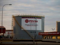 In this Feb. 18, 2015 photo, storage tanks stand in a PDVSA state-run oil company crude oil complex near El Tigre, a town located within Venezuela's Hugo Chavez oil belt, formally known as the Orinoco Belt. U.S. petroleum exports to Venezuela, much of it fuel additives to dilute the countrys heavy crude, have grown 12-fold in the past decade as domestic refineries go unmaintained. (AP Photo/Fernando Llano)