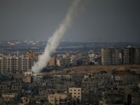 A picture taken from Gaza city shows the smoke that results from the launch of a long-range rocket from the north of the city towards Israel on July 12, 2014 following an advance warning of the attack by Ezzedine al-Qassam Brigades, the military wing of Hamas. Gaza militants fired several rockets towards Jerusalem and Tel Aviv, the army said, with no reports of injuries, as Israel continued to bomb the coastal enclave. Three of the four Tel Aviv rockets were intercepted by the Iron Dome missile defence system, and the Jerusalem-bound rockets fell short, hitting two West Bank cities. AFP PHOTO /THOMAS COEX (Photo credit should read THOMAS COEX/AFP/Getty Images)