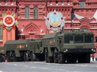 FILE - In this file photo taken on Saturday, May 9, 2015, Iskander missile launchers are driven during the Victory Parade marking the 70th anniversary of the defeat of the Nazis in World War II, in Red Square in Moscow. The Russian military said Thursday Oct. 20, 2016 it conducted drills involving Iskander missiles near the nation's western border, amid tensions in relations with the West. (AP Photo/Alexander Zemlianichenko, file)
