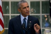 US President Barack Obama speaks about the Paris Agreement from the Rose Garden of the White House on October 5, 2016