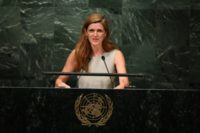 US Ambassador to the UN Samantha Power, pictured on October 13, 2016, told the General Assembly that the US would abstain from a vote calling for the end of the US embargo against Cuba