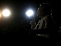 Democratic presidential nominee Hillary Clinton speaks during a campaign rally at Rev Samuel Deleove Memorial Park on November 1, 2016 in Ft Lauderdale, Florida.