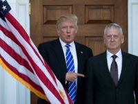 BEDMINSTER TOWNSHIP, NJ - NOVEMBER 19:  (L to R) President-elect Donald Trump welcomes retired United States Marine Corps general James Mattis as they pose for a photo before their meeting at Trump International Golf Club, November 19, 2016 in Bedminster Township, New Jersey. Trump and his transition team are in the process of filling cabinet and other high level positions for the new administration.  (Photo by Drew Angerer/Getty Images)