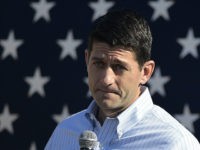 House Speaker Paul Ryan speaks during the 1st Congressional District Republican Party of Wisconsin Fall Fest on October 8, 2016 at the Walworth County Fairgrounds in Elkhorn, Wisconsin. US Republican presidential candidate Donald Trump was scheduled to attend the Fall Fest with Ryan, who said he was 'sickened' by lewd and misogynistic comments Trump made as he described groping women in a 2005 video released on October 7, disinviting him from the political event in Wisconsin. / AFP / MANDEL NGAN (Photo credit should read MANDEL NGAN/AFP/Getty Images)