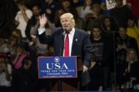 US President-elect Donald Trump speaks during a stop at U.S. Bank Arena on December 1, 2016 in Cincinnati, Ohio