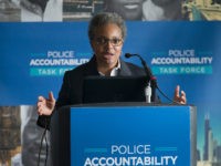 CHICAGO, IL - APRIL 13: Lori Lightfoot, chair of the Chicago Police Board, addresses community leaders and members of the news media about the findings of the Police Accountability Task Force on April 13, 2016 in Chicago, Illinois. The task force found the Chicago Police Department was plagued by systematic racism and had lost the trust of the community. (Photo by Scott Olson/Getty Images)