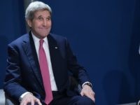 US Secretary of State John Kerry (L) takes part in a bilateral meeting with French Foreign Minister Laurent Fabius (R) on the sideline of the COP 21 United Nations conference on climate change at Le Bourget, on the outskirts of Paris, on December 9, 2015. / AFP / POOL / MANDEL NGAN (Photo credit should read MANDEL NGAN/AFP/Getty Images)