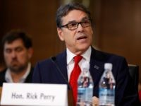Former Texas Governor Rick Perry, President-elect Donald Trump's choice as Secretary of Energy, testifies during his confirmation hearing before the Senate Committee on Energy and Natural Resources on Capitol Hill January 19, 2017 in Washington, DC. Perry is expected to face questions about his connections to the oil and gas industry. (Photo by Aaron P. Bernstein/Getty Images)