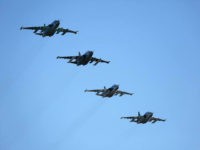 Russian Su-25 ground attack jets prepare to land after return from Syria at a Russian air base in Primorsko-Akhtarsk, southern Russia, Wednesday, March 16, 2016. More Russian planes returned from Syria on Wednesday, two days after President Vladimir Putin ordered Russian military to withdraw most of its fighting forces from Syria, signaling an end to Russia's five-and-a-half month air campaign.(Olga Balashova/Russian Defense Ministry Press Service via AP)