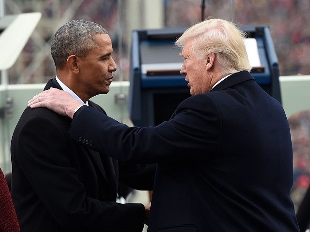 WASHINGTON, DC - JANUARY 20: US President Barack Obama shake hands with President-elect Donald Trump during the Presidential Inauguration at the US Capitol on January 20, 2017 in Washington, DC. Donald J. Trump became the 45th president of the United States today.  (Photo by Saul Loeb - Pool/Getty Images)