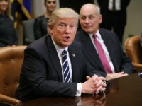 WASHINGTON, DC - JANUARY 31: U.S. President Donald Trump delivers remarks at the beginning of a meeting with Homeland Security Secretary John Kelly and other government cyber security experts in the Roosevelt Room at the White House January 31, 2017 in Washington, DC. Citing the hack of computers at the Democratic National Committee by Russia, Trump said that the private and public sectors must do more to prevent and protect against cyber attacks. (Photo by Chip Somodevilla/Getty Images)