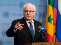 Following United Nations Security Council consultations on Syria, Russian Federation Permanent Representative to the UN Vitaly Churkin spoke with the press at the Security Council stakeout at UN Headquarters in New York, NY, USA on December 30, 2016. (Photo by Albin Lohr-Jones) *** Please Use Credit from Credit Field ***(Sipa via AP Images)
