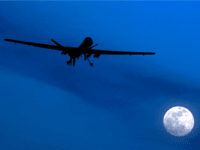 In this Jan. 31, 2010 file photo, an unmanned U.S. Predator drone flies over Kandahar Air Field, southern Afghanistan, on a moon-lit night. A U.N. expert on Friday, Oct. 18, 2013 called on the United States to reveal the number of civilians it believes have been killed by American drone strikes targeting Islamic militants. U.N. Special Rapporteur Ben Emmerson said that preliminary information gathered for a new report indicated more than 450 civilians may have been killed by drone strikes in Pakistan, Afghanistan and Yemen, but more work needs to be done to confirm the figures.(AP Photo/Kirsty Wigglesworth, File)
