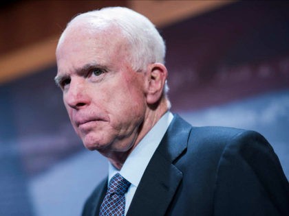 UNITED STATES - JANUARY 10: Sen. John McCain, R-Ariz., attends a news conference in the Capitol introducing a bipartisan bill to increase sanctions on Russia for it's role in U.S. computer hacking, January 10, 2017.(Photo By Tom Williams/CQ Roll Call)