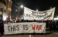 Violent protests erupted at the University of California at Berkeley Wednesday over the scheduled appearance of a controversial editor of the conservative news website Breitbart