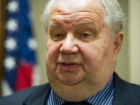 Sergey Kislyak, Russia's ambassador to the US speaks with reporters following his address on the Syrian situation, Friday, Sept. 6, 2013, at the Center for the National Interest in Washington. (AP Photo/Cliff Owen)