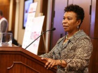 WASHINGTON, DC - FEBRUARY 29: Rep. Barbara Lee (D-CA) accepts the Elizabeth Taylor Legislative Leadership Award at the AIDSWatch 2016 Positive Leadership Award Reception at the Rayburn House Office Building on February 29, 2016 in Washington, DC. (Photo by Paul Morigi/Getty Images for The Elizabeth Taylor AIDS Foundation)