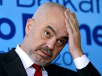 Albanian Prime Minister Edi Rama gestures during press conference marking the end of a summit of Western Balkan leaders in Sarajevo, Bosnia, on Thursday, March. 16, 2016. (AP Photo/Amel Emric)