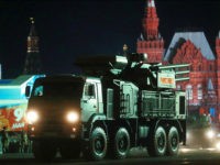 MOSCOW, RUSSIA MAY 3, 2017: Pantsir-S, a surface-to-air missile and anti-aircraft artillery weapon system, participates in a night rehearsal of a Victory Day military parade held in Moscows Red Square to mark the 72nd anniversary of the victory over Nazi Germany in the 1941-1945 Great Patriotic War, the Eastern Front of World War II. Sergei Fadeichev/TASS (Photo by Sergei Fadeichev\TASS via Getty Images) Restrictions