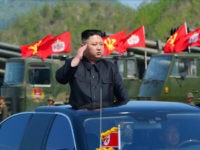 This undated picture released by North Korea's official Korean Central News Agency (KCNA) on April 26, 2017 shows North Korean leader Kim Jong-Un (C) attending the combined fire demonstration of the services of the Korean People's Army in celebration of its 85th founding anniversary at the airport of eastern front. / AFP PHOTO / KCNA VIA KNS / STR / South Korea OUT / REPUBLIC OF KOREA OUT ---EDITORS NOTE--- RESTRICTED TO EDITORIAL USE - MANDATORY CREDIT 'AFP PHOTO/KCNA VIA KNS' - NO MARKETING NO ADVERTISING CAMPAIGNS - DISTRIBUTED AS A SERVICE TO CLIENTS THIS PICTURE WAS MADE AVAILABLE BY A THIRD PARTY. AFP CAN NOT INDEPENDENTLY VERIFY THE AUTHENTICITY, LOCATION, DATE AND CONTENT OF THIS IMAGE. THIS PHOTO IS DISTRIBUTED EXACTLY AS RECEIVED BY AFP. / (Photo credit should read STR/AFP/Getty Images