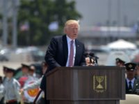 US President Donald Trump speaks during a welcome ceremony upon his arrival at Ben Gurion International Airport in Tel Aviv on May 22, 2017, as part of his first trip overseas