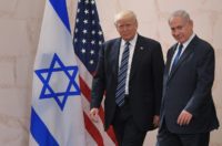 US President Donald Trump walks alongside Israeli Prime Minister Benjamin Netanyahu as he arrives to deliver a speech at the Israel Museum in Jerusalem on May 23, 2017