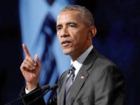 Former President Barack Obama delivers his keynote speech to the Montreal Chamber of Commerce at the Palais de Congres on June 6, 2017 in Montreal.