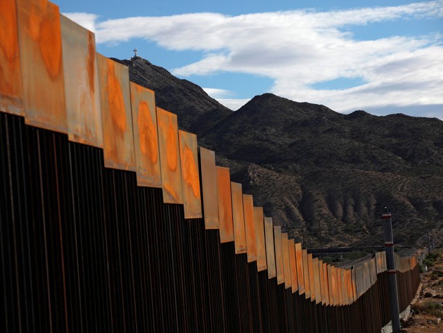 A section of the U.S.-Mexico border wall between Sunland Park, Texas, and Ciudad Juárez, Chihuahua