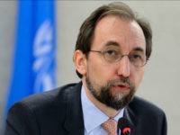 United Nations High Commissioner for Human Rights Zeid Ra'ad Al Hussein delivers a speech at the opening of a new Council's session on June 13, 2016 in Geneva. Registration centers for migrants arriving on the Greek islands from the Turkish coast are essentially 'large areas of forced confinement', on Monday denounced the UN High Commissioner for Human Rights Zeid Ra'ad Al Hussein. / AFP / FABRICE COFFRINI (Photo credit should read FABRICE COFFRINI/AFP/Getty Images)