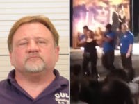Mugshot of James T. Hodgkinson next to a still frame of conservative journalist Laura Loomer being led away from the stage by security at New York City's Shakespeare in the Park.