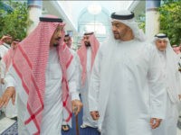 In this Friday, June 2, 2017 photo released by Saudi Press Agency, SPA, Saudi King Salman bin Abdulaziz Al Saud, left, talks to Sheikh Mohammed bin Zayed Al Nahyan, Abu Dhabi's Crown Prince and Deputy Commander in Chief of the Emirates Armed Forces in Jiddah, Saudi Arabia. Four Arab nations cut diplomatic ties to Qatar early Monday morning, June 5, further deepening a rift among Gulf Arab nations over that country's support for Islamist groups and its relations with Iran. (Saudi Press Agency via AP)
