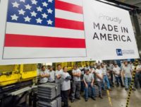 US manufacturers say orders are up but they are having trouble finding qualified workers, like these at the Hollywood Bed Frame Company in Commerce, California