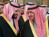 RIYADH, SAUDI ARABIA - DECEMBER 14 : Saudi defence minister and Deputy Crown Prince Mohammed bin Salman (L) and Deputy Crown Prince and the Minister of Interior of Saudi Arabia Muhammad bin Nayef (R) attend an opening ceremony of new Shura Council in Riyadh, Saudi Arabia on December 14, 2016. (Photo by Bandar Algaloud / Saudi Royal Council / Handout/Anadolu Agency/Getty Images)