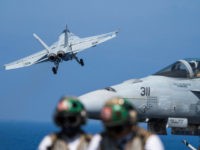 This US Navy handout photo shows an F/A-18E Super Hornet attached to the 