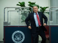 WASHINGTON, DC - JULY 27: Sen. Lindsey Graham (R-SC) gets off the Senate subway on his way to an amendment vote on the GOP heath care legislation on Capitol Hill, July 27, 2017 in Washington, DC. Senate Republicans are working to pass a stripped-down, or 'Skinny Repeal,' version of Obamacare reform that might include repealing individual and employer mandates and tax on medical devices. (Photo by Drew Angerer/Getty Images)