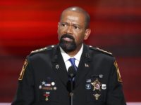 In this July 18, 2016, file photo, Milwaukee County, Wis. Sheriff David Clarke speaks at the Republican National Convention in Cleveland. The Department of Homeland Security says Milwaukee Clarke is no longer a candidate for a position in the agency. In May 2017 Clarke said he was taking a job as an assistant secretary in DHS. But a political adviser to Clarke says the sheriff notified DHS Secretary John Kelly late Friday, June 16, 2017, that he "had rescinded his acceptance of the agency's offer" to join DHS. Clarke says he believes he could help promote President Donald Trump's agenda "in a more aggressive role." (AP Photo/J. Scott Applewhite, File)