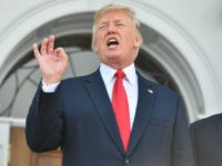 President Donald Trump speak to the media on August 10, 2017, at Trump's Bedminster National Golf Club in New Jersey before a security briefing.