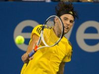 Dominic Thiem of Austria competes against Henri Laaksonen of Switzerland, at William H.G. FitzGerald Tennis Center in Washington, DC, on August 1, 2017