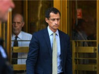 Anthony Weiner, a former Democratic congressman, leaves Federal Court in New York on Monday after being sentenced for 21-months for sexting with a 15-year-old girl. Timothy A. Clary / AFP - Getty Images